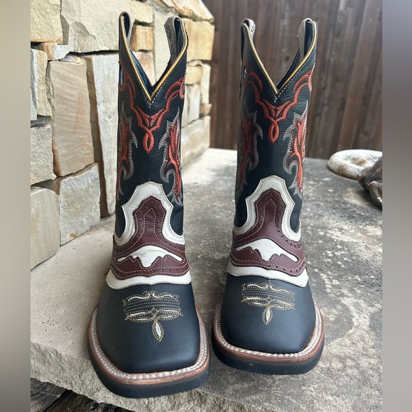 Western Cowboy Mens Boots full grain hide leather square tipSz-28 (US 9.5) locBB - Picture 4 of 10